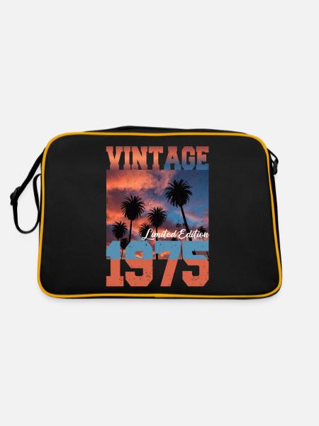 1975 Vintage Limited Edition Palmen Geboren 1975 - Retro Tasche - Schwarz/Gold - Hinten