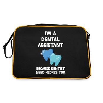 Je suis assistante dentaire parce que les dentistes sont aussi - Sac Retro - noir/or - Dos