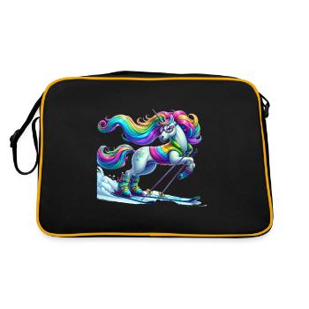 Licorne Skieur mignon - Sac Retro - noir/or - Dos