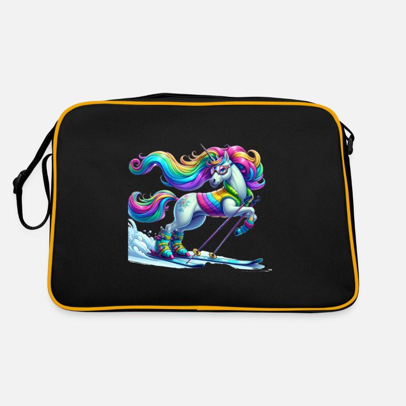 Cute Skier Unicorn Retro Bag