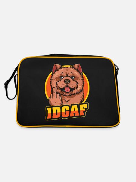 Chow Chow Idgaf - Retro Tasche - Schwarz/Gold - Hinten