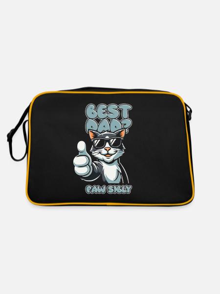 Katze Vater Best Dad Pawsibly - Retro Tasche - Schwarz/Gold - Hinten