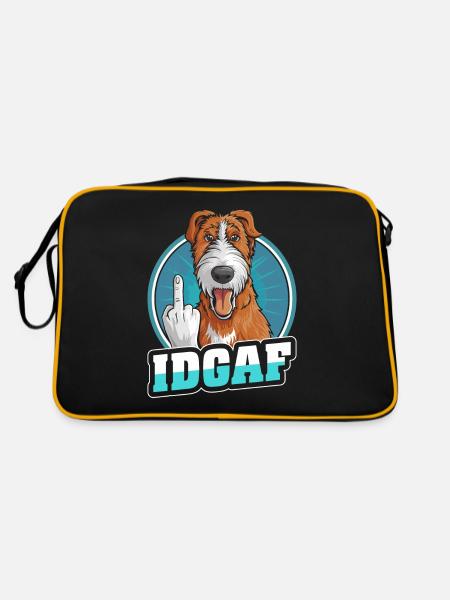 Irischer Wolfshund Idgaf - Retro Tasche - Schwarz/Gold - Hinten