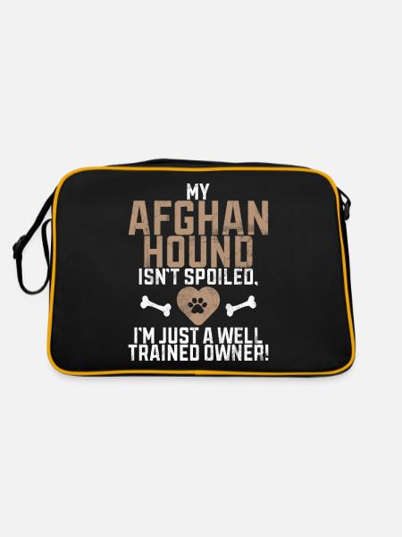 Afghan Hound Gifts - Retro Tasche - Schwarz/Gold - Hinten