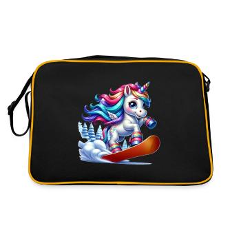 Licorne Snowboarder mignonne - Sac Retro - noir/or - Dos