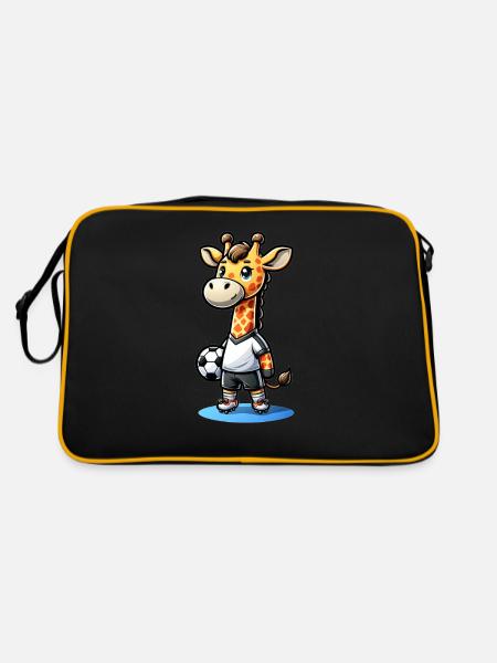 Mignon joueur de football girafe - Sac Retro - noir/or - Dos