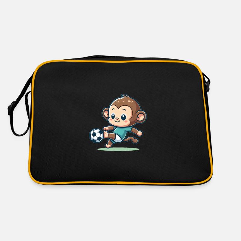 Cute Soccer Player Monkey Retro Tasche