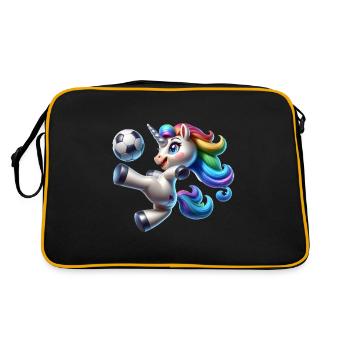 Cute Soccer Player Unicorn - Retro Tasche - Schwarz/Gold - Hinten