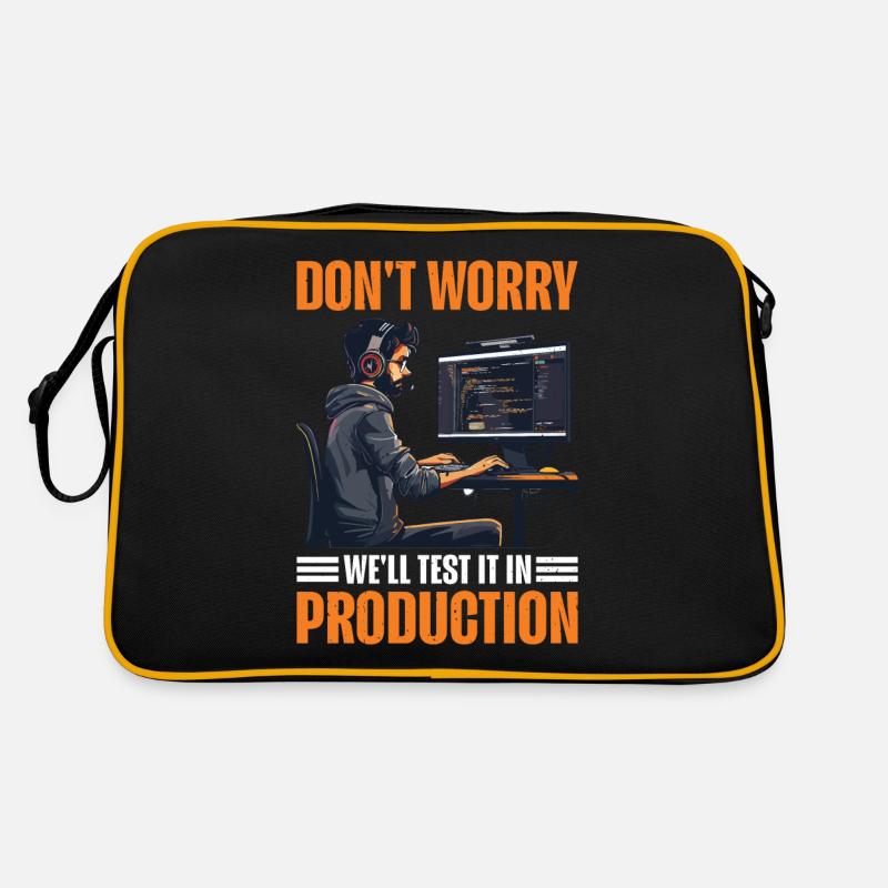 Don't Worry, We'll Test It In Production 8 - Retro Tasche - Schwarz/Gold