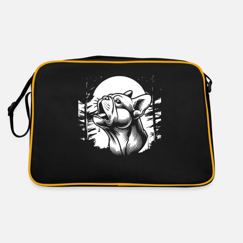 Bouledogue français Hurlement de lune - Sac Retro - noir/or