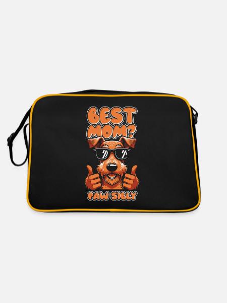 Airedale Terrier Mutter Best Mom Pawsibly - Retro Bag - black/gold - Back