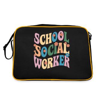 Schulsozialarbeiter Blumen Design - Retro Tasche - Schwarz/Gold - Hinten