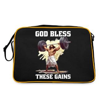 God Bless These Gains - Retro Tasche - Schwarz/Gold - Hinten