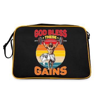 God Bless These Gains 2 - Retro Tasche - Schwarz/Gold - Hinten