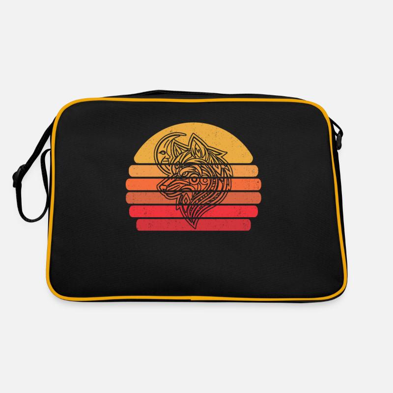 Wolf Moon Phases Retro Tasche