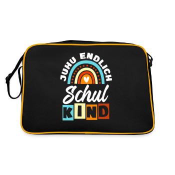 Einschulung Schulkind 2024 Junge Mädchen - Retro Tasche - Schwarz/Gold - Hinten