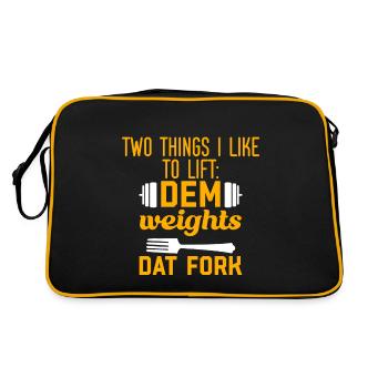 Two Things I Like To Lift, Dem Weights, Dat Fork 2 - Retro Tasche - Schwarz/Gold - Hinten