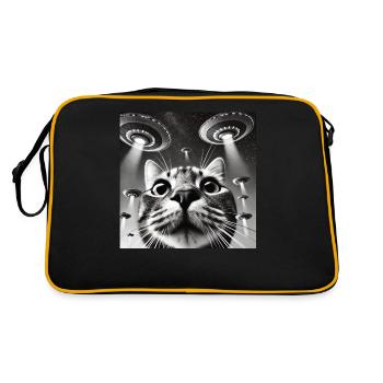 Selfie de chat avec OVNI Étrange Photo des années 50 - Sac Retro - noir/or - Dos