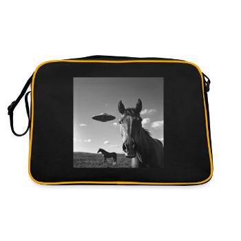 Selfie de cheval avec OVNI Étrange des années 50 Photo 2 - Sac Retro - noir/or - Dos