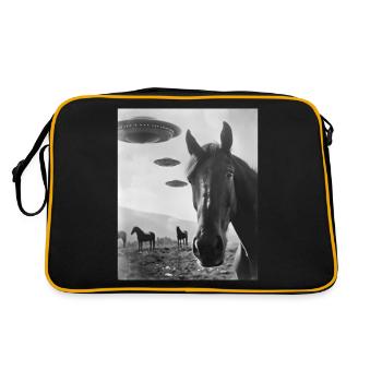 Selfie de cheval avec OVNI Étrange des années 50 Photo 4 - Sac Retro - noir/or - Dos