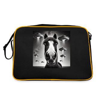 Selfie de cheval avec OVNI Étrange Photo des années 50 - Sac Retro - noir/or - Dos