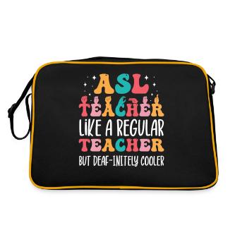 Professeur d’ASL Langue des signes américaine - Sac Retro - noir/or - Dos