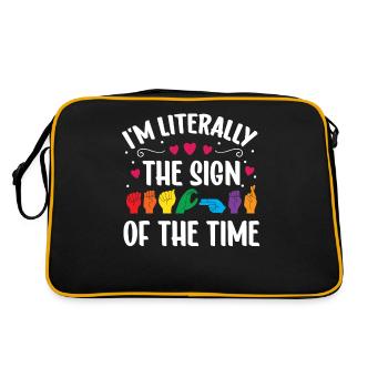 Professeur d’ASL Langue des signes américaine - Sac Retro - noir/or - Dos