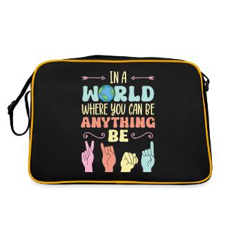 Professeur d’ASL Langue des signes américaine - Sac Retro - noir/or - Dos
