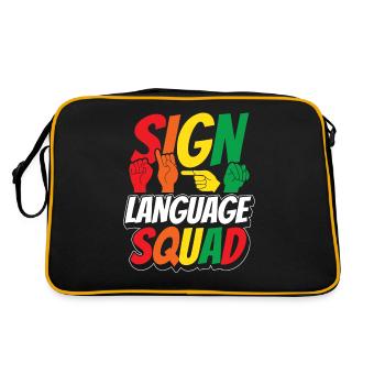 Professeur d’ASL Langue des signes américaine - Sac Retro - noir/or - Dos