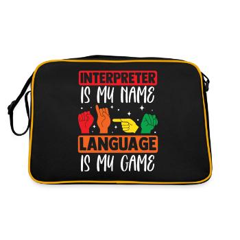 Professeur d’ASL Langue des signes américaine - Sac Retro - noir/or - Dos