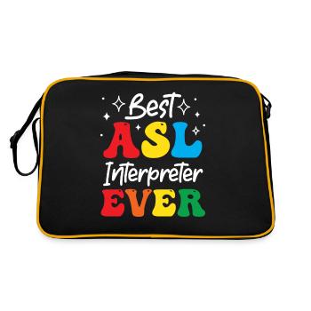 Professeur d’ASL Langue des signes américaine - Sac Retro - noir/or - Dos