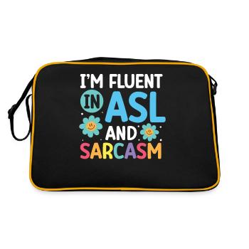 Professeur d’ASL Langue des signes américaine - Sac Retro - noir/or - Dos