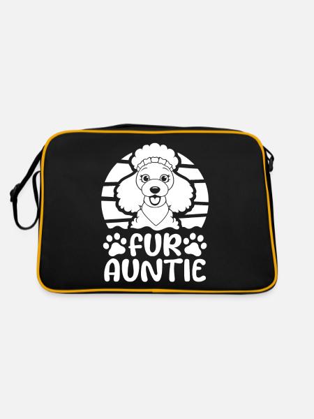 Pudel Hundetante Fur Auntie - Retro Tasche - Schwarz/Gold - Hinten