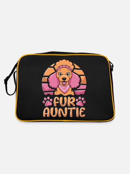 Pudel Hundetante Fur Auntie - Retro Tasche - Schwarz/Gold - Hinten