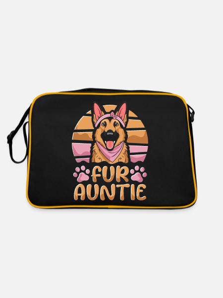 Schäferhund Hundetante Fur Auntie - Retro Tasche - Schwarz/Gold - Hinten
