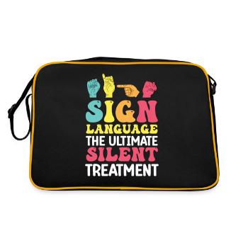 Professeur d’ASL Langue des signes américaine - Sac Retro - noir/or - Dos