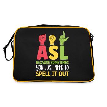 Professeur d’ASL Langue des signes américaine - Sac Retro - noir/or - Dos
