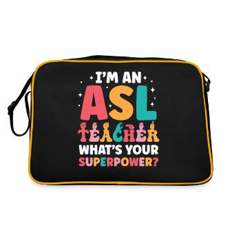 Professeur d’ASL Langue des signes américaine - Sac Retro - noir/or - Dos