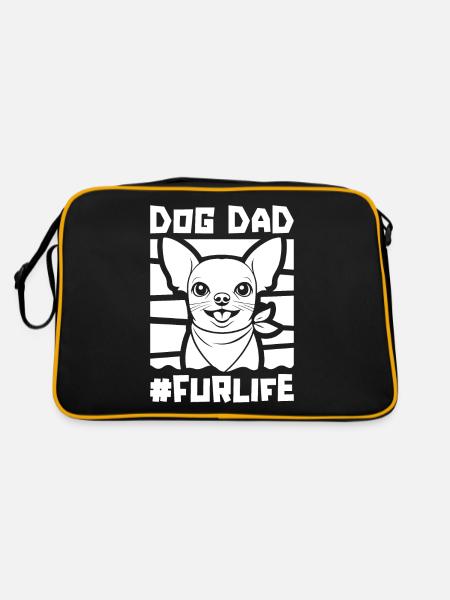 Chihuahua Dog Dad Fur Life - Retro Bag - black/gold - Back