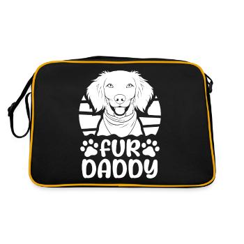 Brittany Spaniel Hundepapa Fur Daddy - Retro Tasche - Schwarz/Gold - Hinten