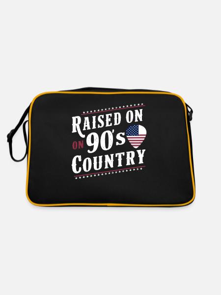 Aufgewachsen Mit 90er Country Musik - Retro Tasche - Schwarz/Gold - Hinten