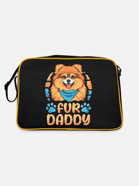 Poméranien Père Chien Papa Pour Papa - Sac Retro - noir/or - Dos