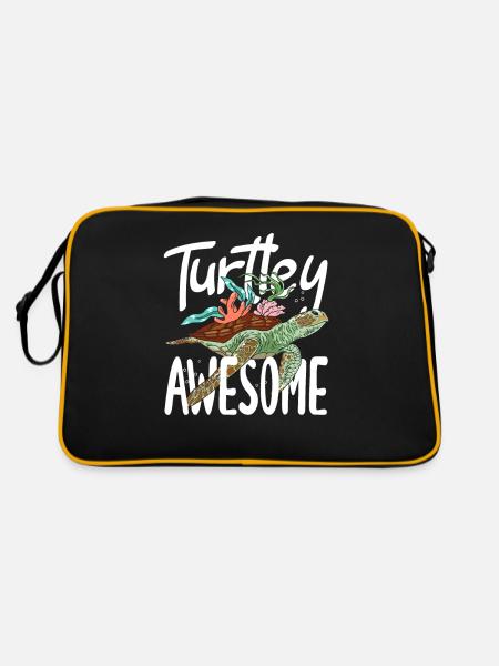 Turtle Sea Turtle Gift - Retro Bag - black/gold - Back