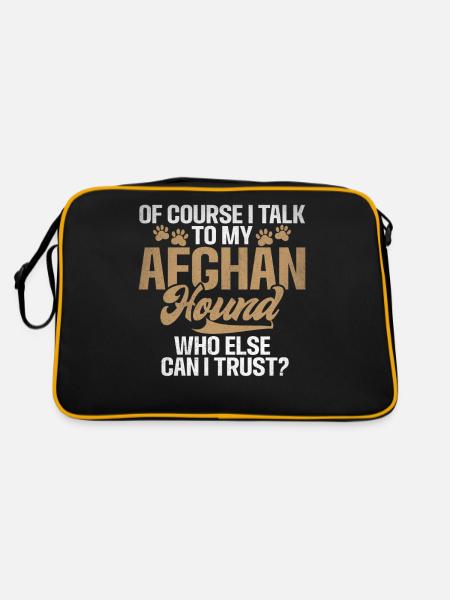 Afghan Hound Gifts - Retro Tasche - Schwarz/Gold - Hinten