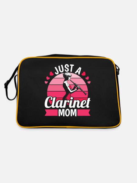 Klarinette Klarinettist Just A Clarinet Mom - Retro Tasche - Schwarz/Gold - Hinten
