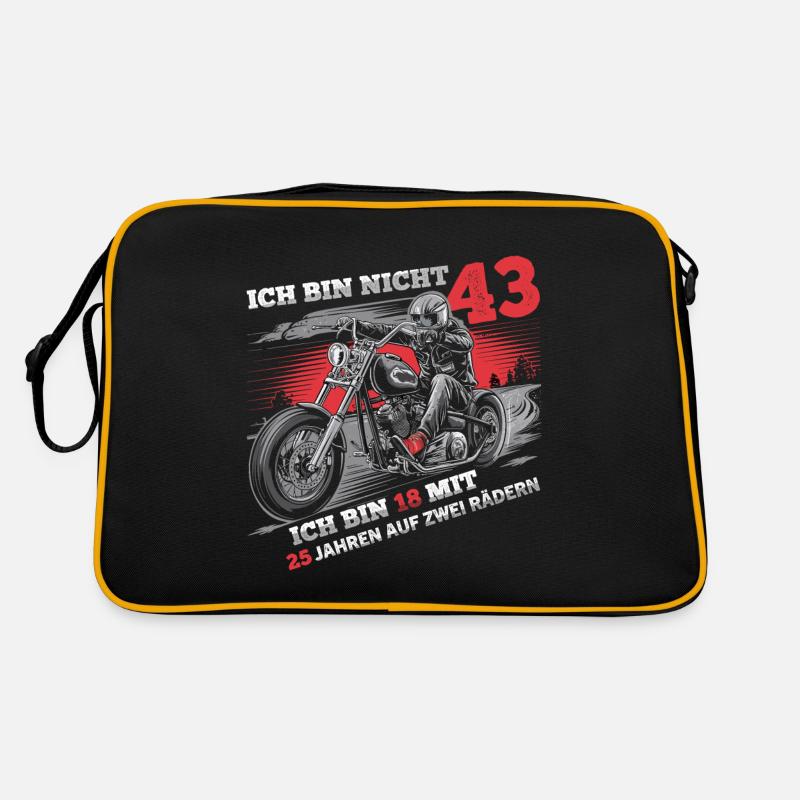 Ich bin nicht 43 Motorradfahrer Biker 43. Retro Tasche