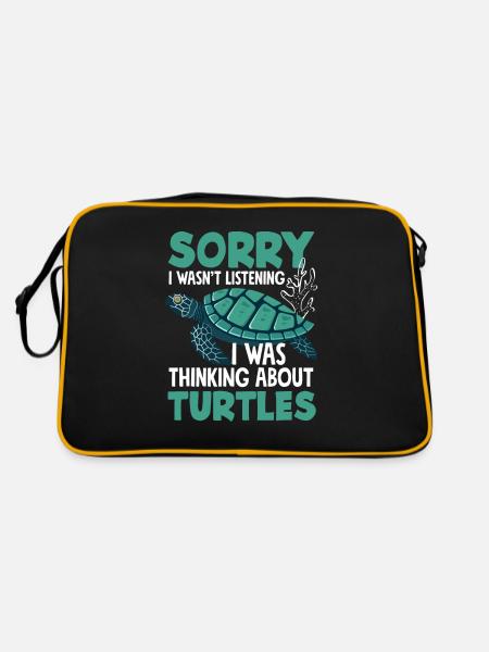 Turtle Sea Turtle Gift - Retro Bag - black/gold - Back