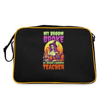 Halloween Chemielehrer Besen Broke Lehrer - Retro Tasche - Schwarz/Gold - Hinten