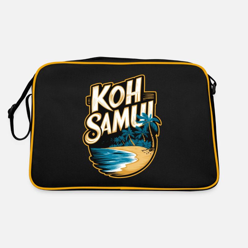 Plage souvenir de Koh Samui et palmiers Sac Retro