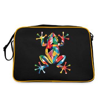Bunte Geometrische Reptilien Kunst Frosch - Retro Tasche - Schwarz/Gold - Hinten